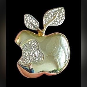 Park Lane gold/silver‎ tone bite apple brooch/pin